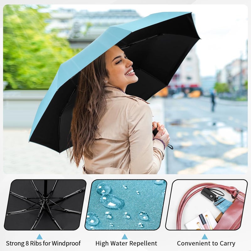 Yoobure Windproof Travel Umbrella - Automatic Umbrellas for Rain, Compact Folding Umbrella with UV Protection, Lightweight Portable Design for Backpack/Walking/Car, Sun & Storm Ready - Image 3